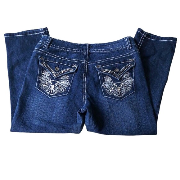 Nine West Capri Jeans Size 8 Embellished Bling Flap Pockets Date Night Fit - Picture 1 of 10